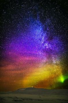 
                    
                        Incredible Photo of our Universe, Aurora Borealis, Milky Way, endless stars, Iceland
                    
                