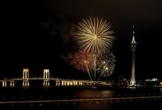 
                    
                        Watch the fireworks light up the night sky in downtown Macau.
                    
                