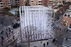 
                    
                        Ekklesia - cardboard pavilion for Fallas festival | pink intruder; Photo: Noel Arraiz | Archinect
                    
                