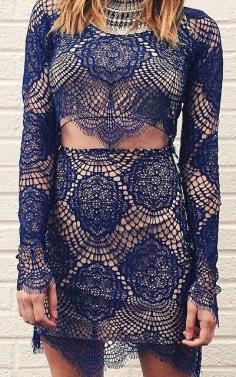 
                    
                        Navy Lace Top and Skirt
                    
                