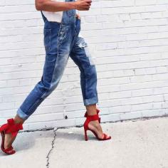
                    
                        Sexin' up our Nasty Gal Over It Denim Overalls with red hot heels
                    
                