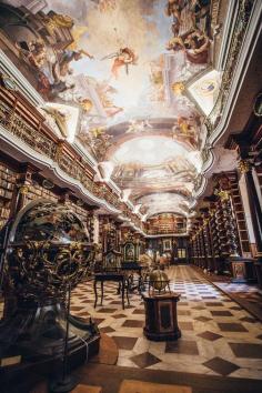 
                    
                        The Klementinum library, a beautiful example of Baroque architecture, was first opened in 1722 as part of the Jesuit university, and houses over 20,000 books.
                    
                
