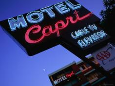 Photographic Print decor by Ray Laskowitz. Motel Neon Sign; Act; Union Square; San Francisco; California; and other architecture; hotels and lodges; hotels wall art; posters; and prints for home wall coverings are available.