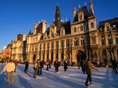 Ice-Skating in Front of Paris Hotel De Ville (City Hall), Paris, France - Martin Moos - Photographic Print from Art. co. uk