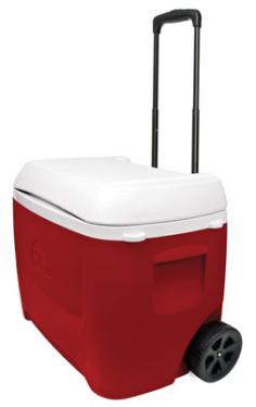 All-Purpose Wheeled Cooler designed for performance and style. From parties in your own backyard to tailgating at the stadium, this all-purpose Igloo cooler goes wherever you travel - and transports and cools your food and drink in the process. Elevated base reduces contact with the ground, while rally wheels and a telescoping, push-button handle ensure a smooth ride. Perfect for camping, fishing, sports games, tailgating, barbecues, and many other occasions. Locking, telescoping handle for easy transport Oversized, sport rally wheels Molded-in side handles for easy lifting in/out of vehicle Recessed, triple-snap drain plug Integrated lid tie-down loops for hauling gear Cool Riser Technology&trade; improves cooling performance 90 12-oz. cans 60 quarts (56 liters) 15.16 lbs. Exterior Dimensions: 27.5"L x 16.75"W x 19.06"H Care Wipe interior and exterior surfaces clean before storing and between uses. To prevent stains and odors, empty cooler of contents after use. Light dirt or stains can be cleaned with water or mild detergent. Tougher stains may be cleaned with diluted solution of baking soda and water. Ensure all cleaning agents are thoroughly rinsed and the cooler is dry before storage. If cooler has a drain plug, store it with the drain plug open to allow moisture to escape. For set-in stains or odors, use gloves to wipe inside of cooler with bleach, rinse and let dry thoroughly. Warranty This Igloo product is warranted to be free from defects in material or workmanship under normal use and service for 1 year from the date of original purchase. For additional information, please visit the Warranty Service page under Customer Care. Great Outdoors, Sporting Events, Tailgating, Boating, Parties