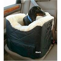 Features: 22 X 17 X 19 - For Pets up to 25 Pounds Integrated safety strap for securing dog in safely Booster seat secured by car safety belt Cover & interior are both machine washable Lambs wool interior keeps dog cool in summer & warm in winter Plush comfortable and durable polyurethane foam P> Snoozer Lookout II Dog Car Seat allows your pet to eat and drink while enjoying the ride! The Snoozer Lookout II Pet Car Seat is like the original Lookout but for added value has a pull-out tray at the bottom to hold food and water dishes toys chews leash or any other items. The Patented Lookout II Dog Car Seat is the perfect booster seat for pets up to 25 lbs! The Snoozer Lookout II Pet Car Seat interior is made of lambs wool creme sherpa and the exterior cover comes in a variety of unique fabric colors. The cover can be removed for easy cleaning. Use the Lookout II pet car seat in the house as a bed or in the car as a pet booster seat! There is a seat belt slot to prevent any injury to you pet in the event of a sharp turn or sudden stop. For additional security a connecting strap is included for the seat belt to connect to a harness. Add the optional Travel Rack to your pet car seat - it snaps on the front of your dog car seat our pet can eat and drink while enjoying the ride.