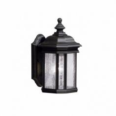 Traditional-style design. Aluminum construction in a variety of finishes. Clear-seedy glass panel. Accommodates (1) 100W medium base bulb (not included). Available in variety of sizes. The Kichler Kirkwood 90 Outdoor Wall Lantern, with its transitional design, blends well with traditional as well as modern decors. Featuring cast aluminum construction, this lantern is built to last for many years. Its body displays beautiful moldings that give it an irresistible vintage appeal. Apart from this, seedy glass diffuser further adds to its appearance and utility. You can effectively use this lighting fixture to light up your porch, terrace, balcony or doorway. Kichler QualitySince 1938, Cleveland-based Kichler Lighting has been known for their innovative designs and excellent craftsmanship. Kichler is the world's leading decorative lighting fixture company and the winner of four ARTS Lighting Manufacturer of the Year awards. Kichler designers travel the world to discover the latest trends in exterior and interior style, colors, and designs. They then translate the best of those trends into fixtures that will bring beauty, pleasure, and light into your home. Kichler fixtures stand the test of time and are functional works of art that you're sure to treasure. Size: 6.5 in. Color: Black.
