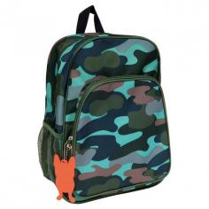 French Bull created this stylish child-sized backpack with your little traveler in mind. They'll love the fun and colorful camo while carrying around their very own knapsack. Perfectly sized for school, the park, and trips to the grandparents! There is ample room room for books, toys, and their stuffed animal. Features include an outside zipper compartment, two mesh side pockets, and a detachable ID tag. ABOUT FRENCH BULL Founded by Jackie Shapiro in 2002, French Bull is an inspired brand that elevates the ordinary to the extraordinary. French Bull's mastery of pattern and color has enhanced a wide variety of everyday products. From the. Color: Multi-Colored. Gender: Unisex. Age Group: 10 Years.