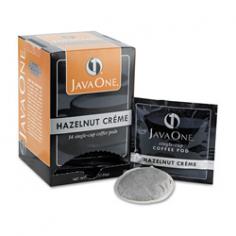 A unique coffee experience. Hazelnut Creme: Our unique blend of 100% Arabica beans are accented with a touch of nutty hazelnut flavor for a smooth and pleasing cup. A subtle sweet flavor that can be enjoyed as a delicious ending to a meal or a great way to start your day. JavaOne convenient single-cup coffee pods allow you to brew coffee your way - one smooth an delicious cup at a time. For use with single-cup pod brewing systems only. For a complete list of compatible brewing systems, visit our website. A unique coffee experience. Taste the difference of air-roasted coffee with the smooth and rich taste of JavaOne. 100% Arabica coffees from premier growing regions around the globe are roasted in small batches on our patented air-roasting system. This unique method ensures an even roast throughout the bean resulting in a smooth and consistent flavor in every cup. Convenient single-cup pods allow you to brew coffee your way - one smooth and delicious cup at a time. Guaranteed convection roasted: rich and smooth.