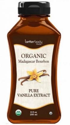 USDA organic. Taste and smell the difference. BetterBody Foods pure organic Madagascar Bourbon Vanilla has a pure, spicy and delicate complex aroma and flavor that only the highest quality vanilla from the remote isle of bourbon can produce. Often imitated, but never duplicated, our pure, natural real seedpod vanilla extract can be used in cooking, baking or as an aromatherapeutic essential oil. Enjoy! We recommend using our Organic Vanilla with some of our other products, including Xagave - organic agave nectar, organic cold pressed canola, naturally refined coconut oil, and extra virgin coconut oil. For great recipes, visit our website at www. betterbodyfoods.com. Organic Vanilla Extract from Whole Vanilla Beans Seedpods and Alcohol (35%).