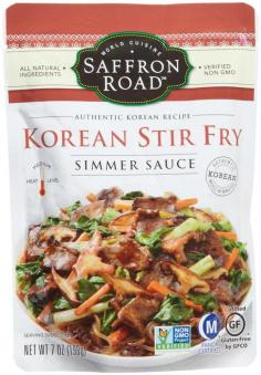 Authentic Korean recipe. All natural ingredients. World cuisine. Verified non GMO. Medium heat level. Authentic Korean meals in minutes. Non GMO Project verified. nongmoproject.org. Certified gluten-free by GFCO. IFANCA certified. The world has discovered Korea and its unique cuisine. Our authentic sauce will show you why. Crafted with hints of pear and a touch of toasted sesame oil, it features true Korean gochugaru peppers for a revelation of Asian flavor. There's no better way to stir up your next stir fry. All natural and certified Halal, Saffron Road's Simmer Sauces are held to the highest standards for wholesomeness and culinary excellence. Tired of the countless bottles of half used sauces with questionable date codes on your fridge? We are too. Saffron Road's Simmer Sauce single-use pouches offer the freshest quality, most authentic flavor in the sauce aisle. In addition, our pouches are easier to ship, saving fuel and reducing our carbon foot print. Enjoy Saffron Road World Cuisine in minutes. For more recipes and ideas, visit our website at saffronroadfood.com. Facebook.com/SaffronRoadFood. Twitter.com/SaffronRoadFood. saffronroadfood.com. Non-GMO. Vegan. No MSG. Gluten free. Certified Halal by IFANCA, ifcanca.org. Certified gluten free by GFCO, gfco.org. Verified non-GMO by the Non-GMO project. nongmoproject.org. Product of USA. World Cuisine in Minutes: 1. Saute: 2 tbsp light sesame, rice bran or canola oil; 2 lb sirloin beef strips and/or vegetables; 1 pouch Saffron Road Korean Stir Fry. Simmer Sauce: Heat oil in heavy skillet. Add meat or vegetables and saute on all sides until the largest pieces are just cooked through. A slight browning of the ingredients will add flavor and texture. 2. Simmer: Reduce heat, add sauce to skillet. Stir gently and simmer until sauce just begins to bubble. 3. Serve: Serve with rice noodles or steamed rice. Garnish with kimchi or watercress. Enjoy! Water, Pear Juice Concentrate, Non-GMO Gluten-Free Reduced Sodium Tamari (Water, Soybeans, Salt), Toasted Sesame Oil, Non-GMO Native Corn Starch, Apple Juice Concentrate, Non-GMO Miso Powder (Soybeans, Salt, Modified Tapioca Starch), Lemon Juice Concentrate, Garlic, Spice, Authentic Korean Red Pepper (Gochugaru), Onion Powder, Xanthan Gum. Contains: soy, sesame.