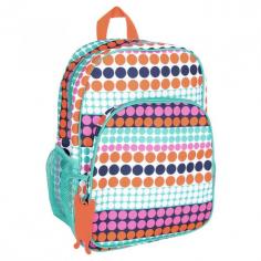 French Bull created this stylish child-sized backpack with your little traveler in mind. They'll love the fun and colorful dots while carrying around their very own knapsack. Perfectly sized for school, the park, and trips to the grandparents! There is ample room room for books, toys, and their stuffed animal. Features include an outside zipper compartment, two mesh side pockets, and a detachable ID tag. ABOUT FRENCH BULL Founded by Jackie Shapiro in 2002, French Bull is an inspired brand that elevates the ordinary to the extraordinary. French Bull's mastery of pattern and color has enhanced a wide variety of everyday products. From the. Color: Multi-Colored. Gender: Female. Age Group: 10 Years.