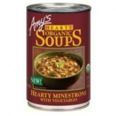 Amy's Hearty Soups were created to provide our customers with satisfying, nourishing, easy-to-prepare meals all from one can. Our chef's brother Steve, who runs an international cooking school near Tours, France, developed the recipe for this Hearty Minestrone, rich with vegetables, grains and lentils. An unexpected hint of pesto adds an intriguing touch you're sure to enjoy. USDA organic. 0 g trans fat. No added MSG. No preservatives. No GMOs - no bioengineered ingredients. Ready to serve. Certified organic by QAI. Non-BPA lining (Visit us at Amys.com). Container is recyclable. Please recycle where facilities exist. Made in USA. Heat and serve. Please do not overcook. Do not add water. Filtered Water, Organic Tomatoes, Organic Onions, Organic Zucchini, Organic Spinach, Organic Green Beans, Organic Leeks, Organic Celery, Organic Turnips, Organic Carrots, Organic Barley, Organic Extra Virgin Olive Oil, Organic Green Lentils, Organic Basil, Organic Orzo Pasta (Organic Semolina, Water), Sea Salt, Organic Garlic, Organic Balsamic Vinegar, Organic Black Pepper, Organic High Oleic Safflower and/or Sunflower Oil. Contains wheat. Individuals with Food Allergies: This product is made in a facility that processes foods containing milk, soy, tree nuts and seeds (including sunflower seeds). Amy's Kitchen does not use any peanuts, fish, shellfish or eggs.