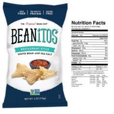 The original bean chip. High fiber. 4 g complete protein. Gluten free. Non GMO Project verified. Corn free. All natural. No trans fats. No preservatives. No MSG. Certified Kosher. Vegan. Certified low glycemic. Lightly salted. Cholesterol free. We're two brothers who love to snack! We think everyone deserves to crunch and dip without compromise - to enjoy a snack that tastes great and is good for you. But we just couldn't find a snack that fit the bill - so we created Beanitos. Beanitos are an honestly delicious snack made from super nutritious beans that have fiber and protein grown right in them. They're real food, full of crunchy favor, free of preservatives, and made with only natural non-GMO ingredients. Some call us revolutionaries. Others call us and say, C'mon over and bring some Beanitos. We think you'll call Beanitos your new favorite snack! - Doug & Dave, the Foreman Bros. beanitos.com. GI Labs tested. Product of the USA. Whole Navy Beans, Whole Grain Rice, Pure Sunflower and/or Safflower Oil, Guar Bean Gum, Sea Salt. Allergy Info: Made in a facility that may also use soy, dairy, seeds, wheat, corn and tree nuts. For more detailed allergy info visit: beanitos.com/FAQ. Clinically tested as low Glycemic Index by GI Labs Inc. Certified Gluten Free by the GFCO.