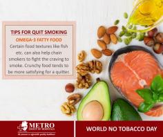 Tips to Quit #Smoking
Omega-3 fatty food – Certain food textures like fish etc. can also help chain smokers to fight the craving to smoke. Crunchy food tends to be more satisfying for a quitter.
https://goo.gl/MFkJo1
