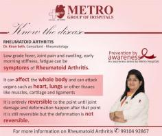 Know the Disease, #RheumatoidArthritis - prevention by awareness- an Awareness Series by #MetroHospitals
https://bit.ly/2NKrxGQ