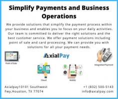 AxialPay is one of the leading payment solution providers in USA. Our services include credit card processing, point of sale, online payments, mobile payments, etc. to businesses which are small, medium and nationwide across United States. Our skill set and years of experience in the payment technologies will help grow your business.