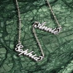 Personalised Two Name Necklace Silver
