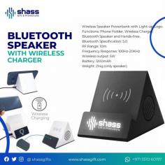 Enjoy the 2-in-1 Bluetooth Speaker With Wireless Charger from shass gift. Now you can charge your phone while pay attention to your favorite music.