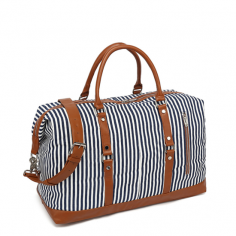Fashion Striped Travel Bag.

Suitable for: weekend or business travel, families picnic or friends picnic and other outdoor activities.

Color: Black and white stripe

Style: Casual

Material: Canvas

Closure Type: Zipper

Hardness: Soft

Bags Structure: Interior Zipper Pocket

Size:17.8 x 9.1 x 13.8 inches

website:https://mybosidu.com/collections/travel-duffel-bag-1/products/2021-fashion-striped-travel-bag