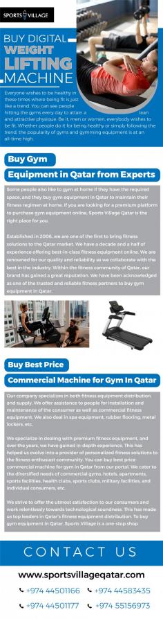 Strive for perfection in every lift with our digital weight lifting machine. Designed to provide precise training sessions, this equipment offers customizable settings, accurate feedback, and workout programs tailored to your specific needs. Enhance your strength gains, perfect your form, and achieve optimal results with this cutting-edge digital weight lifting companion. For more info visit here: https://www.sportsvillageqatar.com/