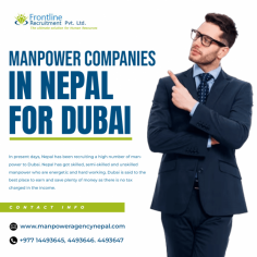 Searching for dependable manpower companies in Nepal for Dubai? Frontline Recruitment excels in linking top Nepali talent with Dubai’s leading companies. Our comprehensive recruitment services are designed to meet your specific needs. Choose Frontline Recruitment for a seamless hiring experience and access to the best professionals from Nepal. Get in touch with us to learn more about our specialized recruitment solutions. For more info visit here: https://www.manpoweragencynepal.com/blog/dubai-manpower-agency-in-nepal