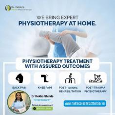 Looking for expert physiotherapy at home in Noida? Dr. Rekha, a highly skilled and experienced physiotherapist, offers personalized physiotherapy treatments right at your doorstep. Whether you're recovering from an injury, managing chronic pain, or improving mobility, Dr. Rekha provides tailored therapies that focus on your specific needs and goals. With a compassionate approach and proven techniques, you can expect top-quality care in the comfort of your own home. Book your appointment today for a healthier tomorrow! Call now for more details and to schedule a consultation.