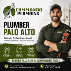 Looking for a reliable plumber in Palo Alto? Commando Plumbing offers professional plumbing services designed to keep your home or business running smoothly. Our skilled plumbers handle leak repairs, drain cleaning, water heater installation and repair, pipe replacement, sewer line services, fixture installations, and emergency plumbing repairs. We pride ourselves on providing fast response times, quality workmanship, and affordable pricing. Whether you need routine maintenance or urgent plumbing assistance, Commando Plumbing is your trusted local choice in Palo Alto.