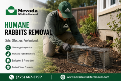 Nevada Wildlife Removal provides professional rabbit removal services to help homeowners and businesses safely manage nuisance rabbit problems on their properties. Their humane wildlife control process includes inspection, safe removal, exclusion, cleanup guidance, and prevention solutions to help protect yards, gardens, landscaping, and outdoor areas from future rabbit activity. For service inquiries, call (775) 667-3797.