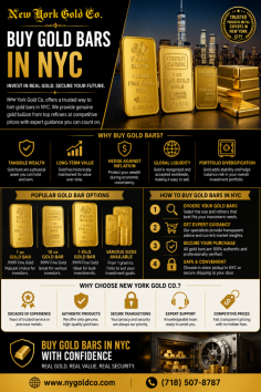 New York Gold Co offers a reliable way to buy gold bars in NYC, helping investors and collectors choose high-quality gold bullion with confidence. With decades of experience in precious metals, transparent service, and knowledgeable support, New York Gold Co makes it easier to purchase gold bars for long-term value, portfolio protection, and secure investment planning. Call (718) 507-8787.