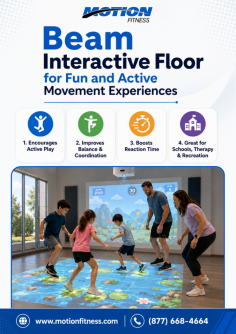Motion Fitness offers the Beam Interactive Floor, an interactive activity solution that turns movement into fun, engaging, and educational play. Designed for schools, therapy centers, recreation spaces, and wellness facilities, it helps improve coordination, balance, reaction time, and physical activity through motion-based games and immersive floor projection. Call (877) 668-4664.