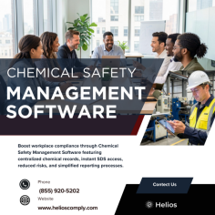 Manage workplace chemicals confidently with Chemical Safety Management Software from Helios Comply. Organize Safety Data Sheets (SDS), streamline compliance, reduce risks, and improve workplace safety through one secure, cloud-based platform. Save time, stay audit-ready, and protect your team with smarter chemical management solutions. Contact Helios Comply today to schedule a free demo and simplify your compliance process.