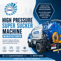 Supertech Engineers is a leading High Pressure Super Sucker Machine Manufacturer offering reliable and efficient machines for demanding sewer, drainage, industrial, and municipal cleaning applications. Our high-pressure super sucker machines are designed with powerful suction and jetting capabilities to remove sludge, wastewater, debris, and blockages effectively. Built with robust components and user-friendly operation, these machines provide excellent performance, durability, and low maintenance. Supertech Engineers delivers customized solutions to meet different operational requirements and vehicle configurations.