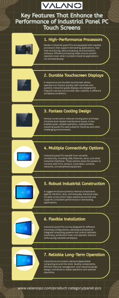 Key Benefits and Features of Industrial Panel PC Touch Screen Solutions
Industrial panel PC touch screens are designed to provide reliable computing and intuitive operator control in demanding industrial environments. Combining a high-performance computer with a responsive touchscreen display, these systems help streamline machine operation, monitoring, automation, and data management. One of the key benefits is their space-saving design, which integrates computing hardware and display functionality into a single unit. Industrial-grade construction also helps these PCs withstand vibration, dust, temperature variations, and continuous operation. Depending on the application, features such as fanless cooling, powerful processors, high-resolution displays, and multiple connectivity options can support smooth and dependable performance. Touchscreen interfaces further improve usability by allowing operators to quickly access controls, monitor production data, and interact with industrial software without requiring additional input devices.
Another important advantage of industrial panel PC touch screens is their flexibility across manufacturing and automation applications. Multiple I/O interfaces, including USB, Ethernet, serial ports, and other connectivity options, allow panel PCs to communicate with PLCs, sensors, cameras, controllers, and industrial networks. Rugged enclosures and efficient thermal management can contribute to long-term reliability while reducing maintenance requirements. Flexible mounting options also make these systems suitable for control cabinets, production lines, machinery, operator stations, and other limited-space installations. By combining durability, processing power, connectivity, and convenient touch control, industrial panel PCs can help improve operational efficiency and reduce unnecessary downtime. ValanoIPC provides industrial panel PC solutions designed to meet the diverse requirements of modern industrial environments. Businesses can explore the ValanoIPC panel PC solutions to identify suitable computing systems for automation, manufacturing, process monitoring, and industrial control applications.
To find out more about industrial panel pc touch screens, visit https://tinyurl.com/3j4ts592, email us at marketing@valanoipc.com