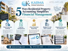Discover 5 ways professional residential property accounting services can help simplify financial management, track income and expenses, improve reporting, and keep property records organized. Karma Global Solution supports residential property owners and managers with reliable accounting solutions designed for better financial control and clearer decision-making. For more information, call (973) 836-5365.
