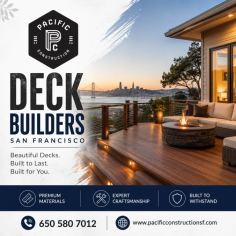 Enhance your outdoor living area with professional Deck Builders in San Francisco offering custom deck design and construction solutions for residential properties. Whether you want to build a new deck, replace an old structure, or create a beautiful outdoor entertainment space, experienced builders deliver high-quality craftsmanship tailored to your needs. Using durable materials and innovative designs, every deck project is completed with attention to detail, functionality, and long-lasting performance. Choose trusted deck builders in San Francisco to create a stylish, comfortable, and valuable outdoor space for your home.