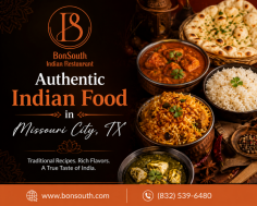 Enjoy authentic Indian flavors at BonSouth, a welcoming Indian restaurant in Missouri City, TX. Savor traditional dishes prepared with fresh ingredients, aromatic spices, and rich flavors. Choose from a variety of vegetarian and non-vegetarian favorites for dine-in, takeout, or a meal with family and friends. From classic South Indian specialties to flavorful biryanis and curries, there is something for every taste. For orders or inquiries, call (832) 539-6480.