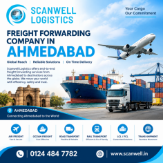 Choose a trusted Freight Forwarding Company in Ahmedabad for efficient domestic and international cargo transportation services. From air freight and ocean freight to customs clearance, warehousing, cargo consolidation, documentation, and end-to-end supply chain management, experienced logistics professionals deliver customized logistics solutions tailored to your business needs. With advanced shipment tracking, streamlined operations, and a commitment to timely deliveries, every shipment is handled with precision and care. Partner with a dependable freight forwarding company in Ahmedabad for cost-effective logistics services, secure cargo handling, and seamless global trade.